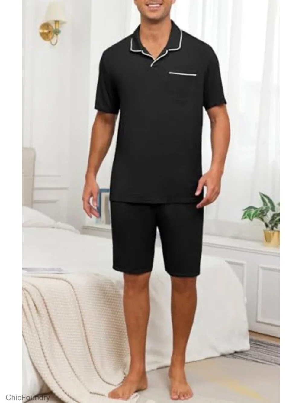 Men's 2-Piece Pajama Set | Short Sleeve | Rayon Blend | Loungewear with Pockets